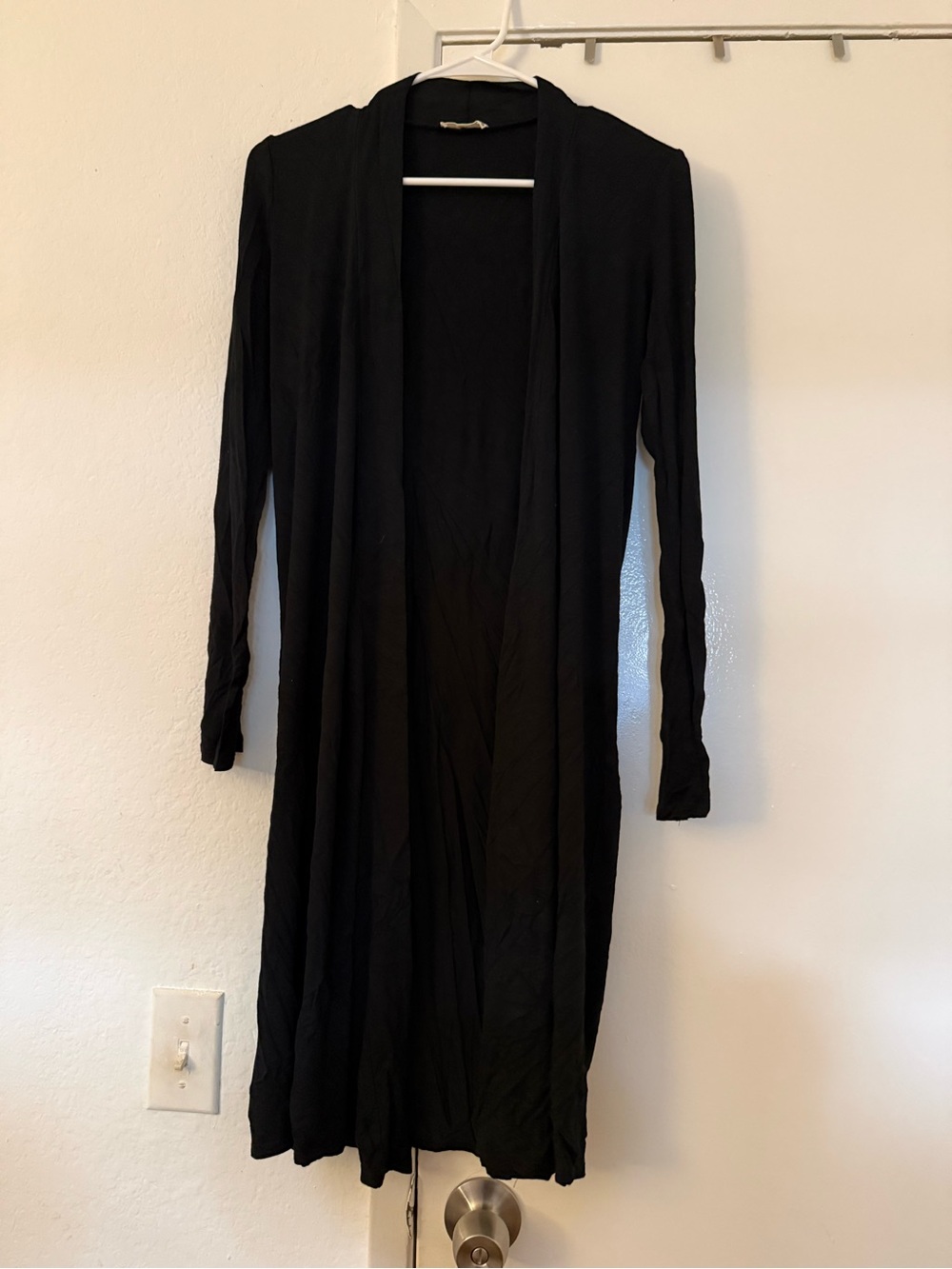 Black Long Sleeve Open-Front Women's Cardigan
